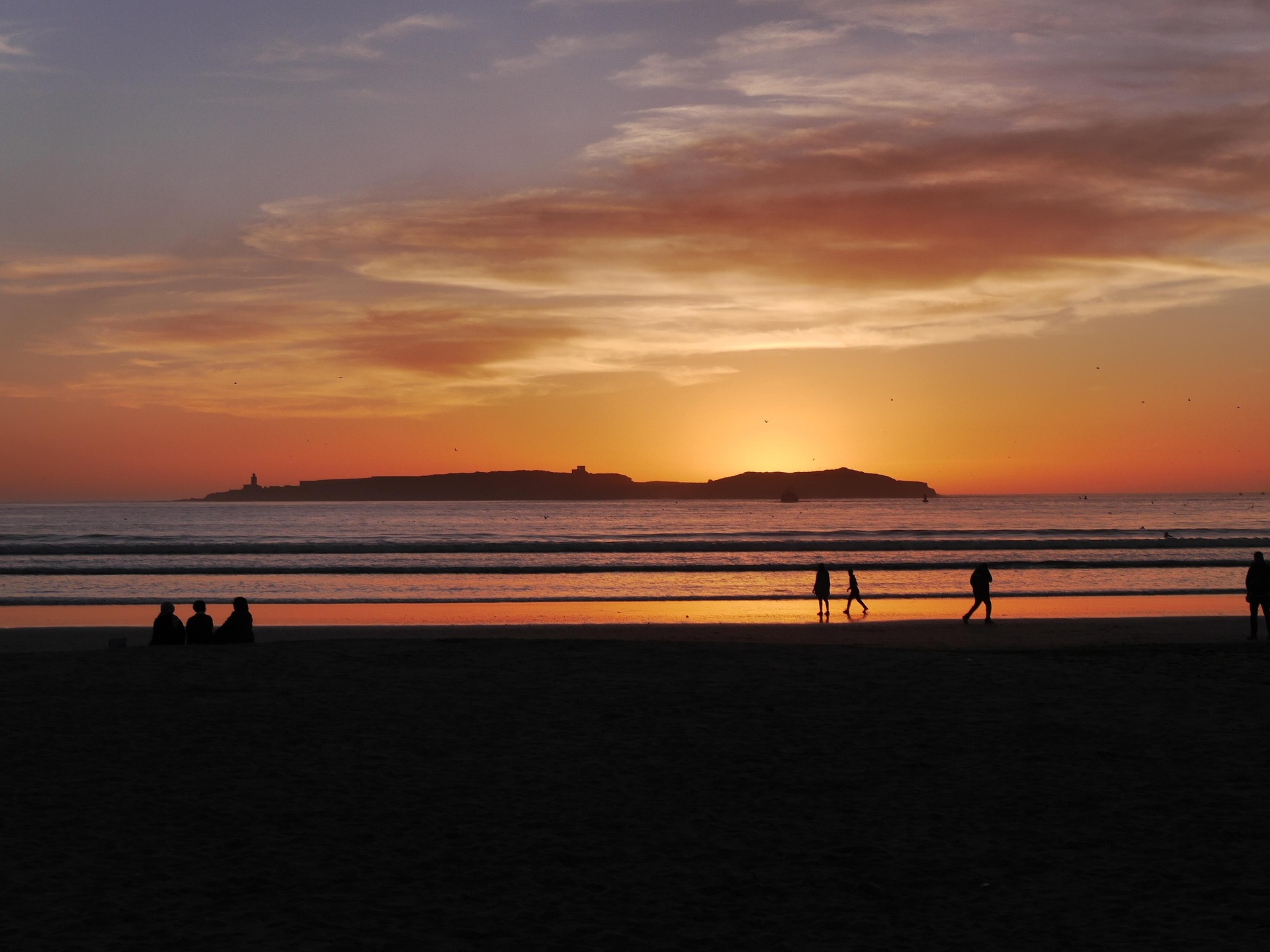 Coucher de soleil sur la plage d'Essaouira